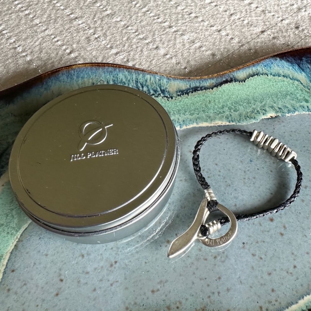 Black Braided Cord Bracelet with Silver Toggle Charm - Picture 2 of 6